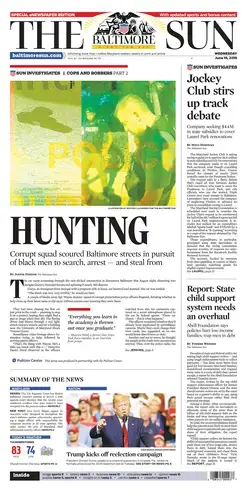 'Cops and Robbers' was featured on the front page of The Baltimore Sun. Image courtesy of the Baltimore Sun. United States, 2019. 