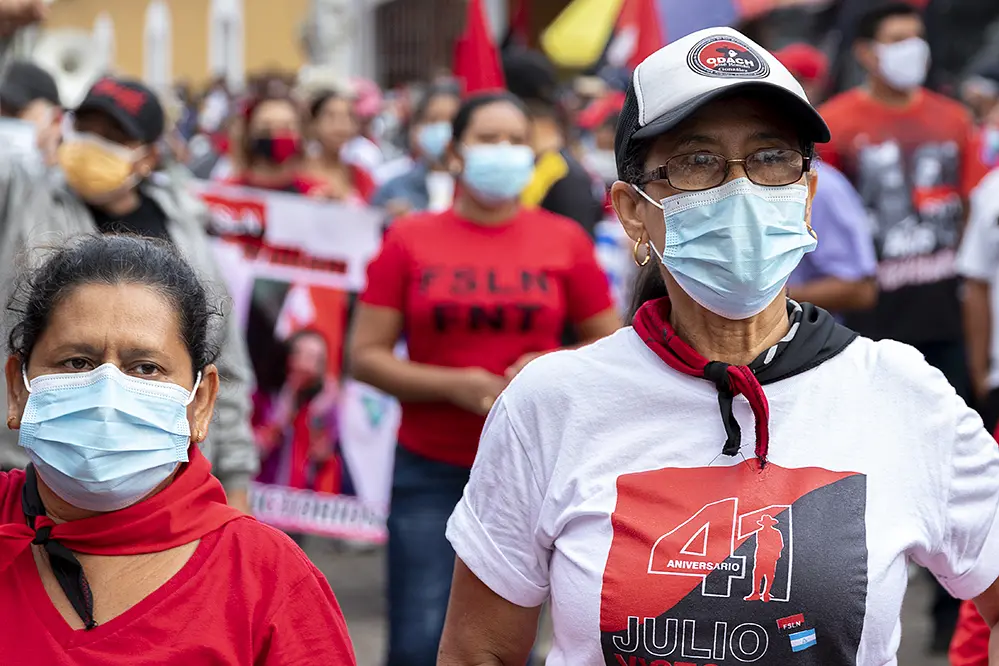 Women masked at Sandinista parade