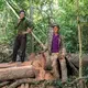 Members of the Prey Lang Community Rangers monitoring illegal logging. Prey Lang is one of Asia's last remaining lowland evergreen woodlands. Image by Sean Gallagher. Cambodia, 2020.<br />

