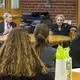 Students share their thoughts about the Middle East Strategy Task Force executive summary with Madeleine Albright and Stephen Hadley at Nerinx Hall High School in St. Louis, Missouri. Image by Lauren Shepherd, United States, 2017.