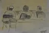 Sketch of: Noor Uthman Mohammed done on Friday, Feb 18, 2011 in courtroom #2, Guantanamo Bay, Cuba, at his sentencing hearing. Noor is flanked by a translator at his right. Far right is Army MAJ Amy Fitzgibbons, Noor's defense attorney. Credit: Army SPEC. Kelly Gary