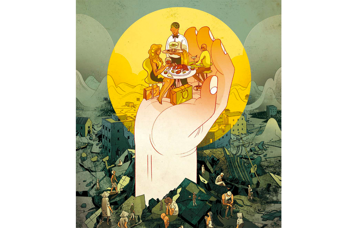 Illustration courtesy of Mother Jones. Media file: humanitarian_raid.png