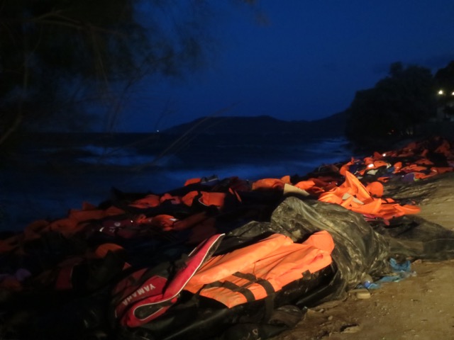 Debris on the shore in Lesbos. Image by Jeanne Carstensen. Greece, 2015 Media file: img_4046.jpg