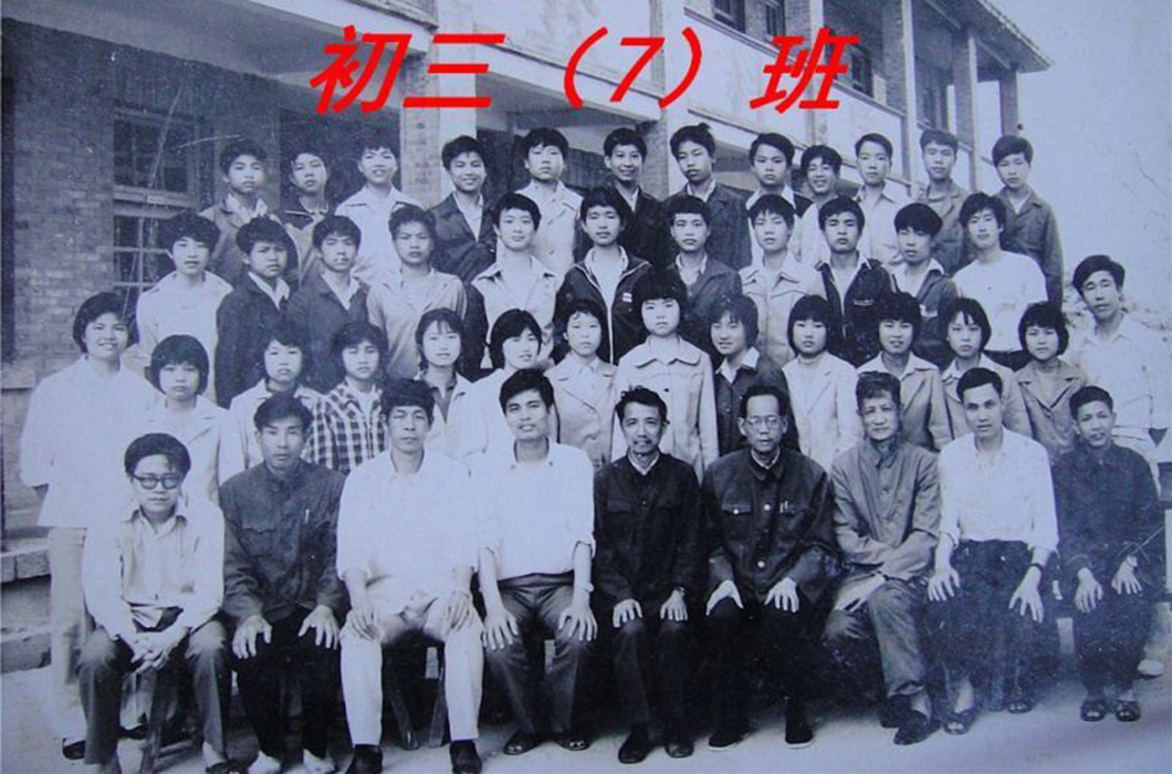 Teacher Ou Shuiming (second row, right) and his students in 1983. Image by Ou Shuiming. China, 1983. Media file: rong_6.jpg