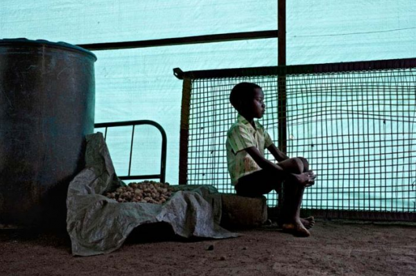 Raby, 8 years old, at the transit center of Wau, Northern Bar el Ghazal, that welcomes the returnees from the north and the IDPs (internally displaced persons) who fled fighting in Abyei between the armed forces of Sudan and South Sudan. Image by Cédric Gerbehaye. South Sudan, 2012. Media file: picture_1_15.png