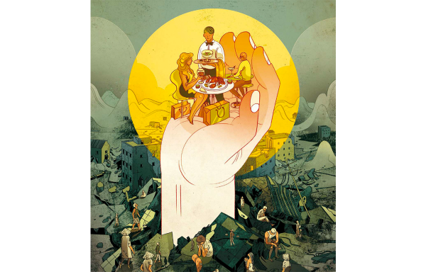 Illustration courtesy of Mother Jones. Media file: humanitarian_raid.png