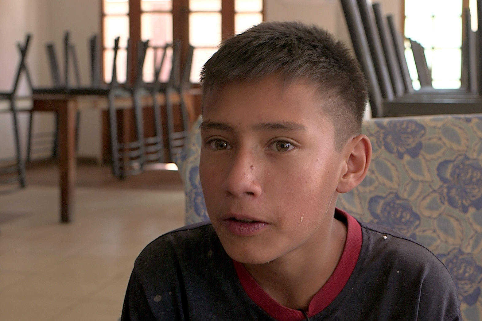 Natan Tobias, 13, said he was frightened after authorities brought him to an orphanage near Cochabamba. "I was afraid. I didn't even want to come out of my room." Image by Tracey Eaton. Bolivia, 2017. Natan Tobias, 13, said he was frightened after authorities brought him to an orphanage near Cochabamba. "I was afraid. I didn't even want to come out of my room." Image by Tracey Eaton. Bolivia, 2017.