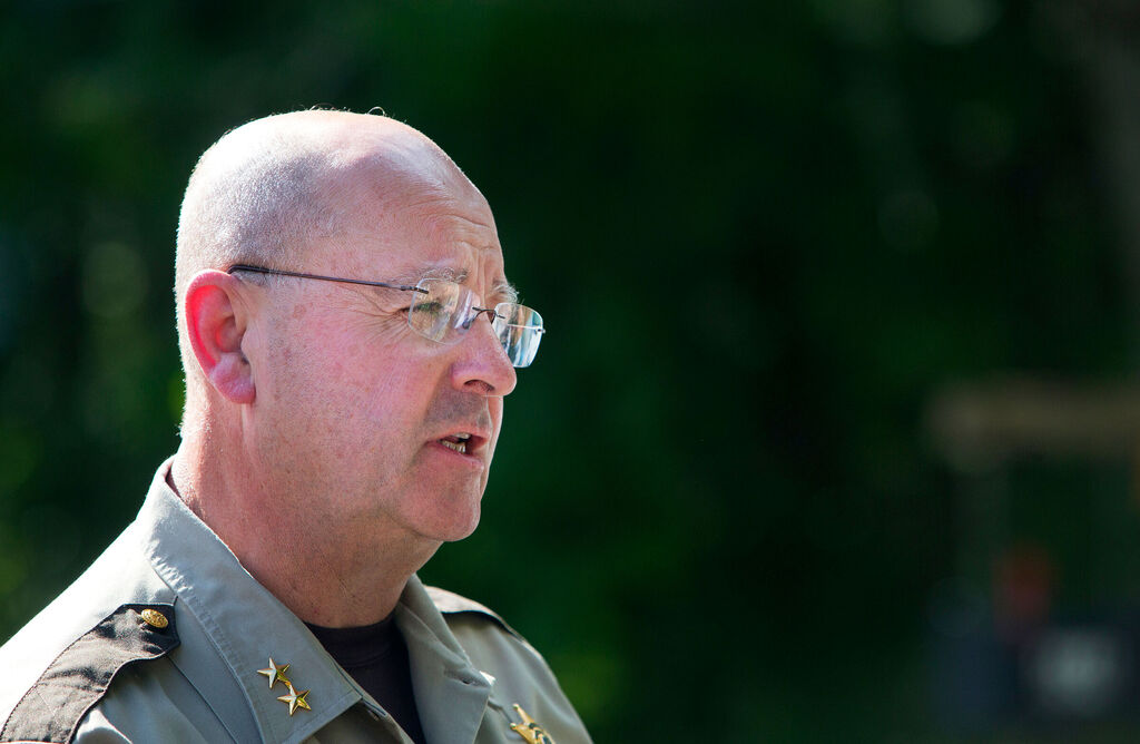 Sheriff Dale Lancaster addresses the media during a press conference in 2017. Credit: Ashley L. Conti / BDN. Sheriff Dale Lancaster addresses the media during a press conference in 2017. Credit: Ashley L. Conti / BDN.