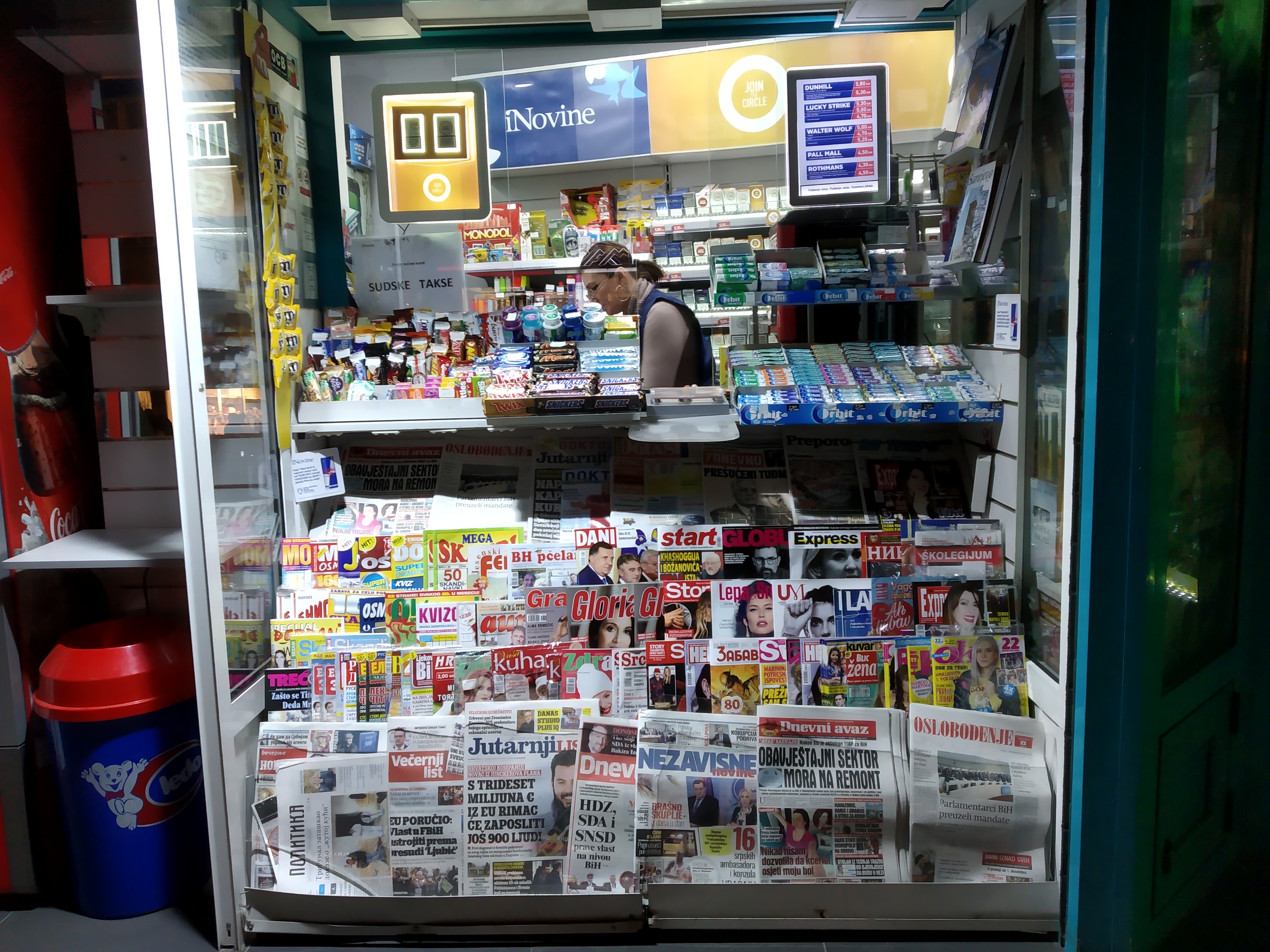 Press kiosk in Sarajevo, Dec 2018.