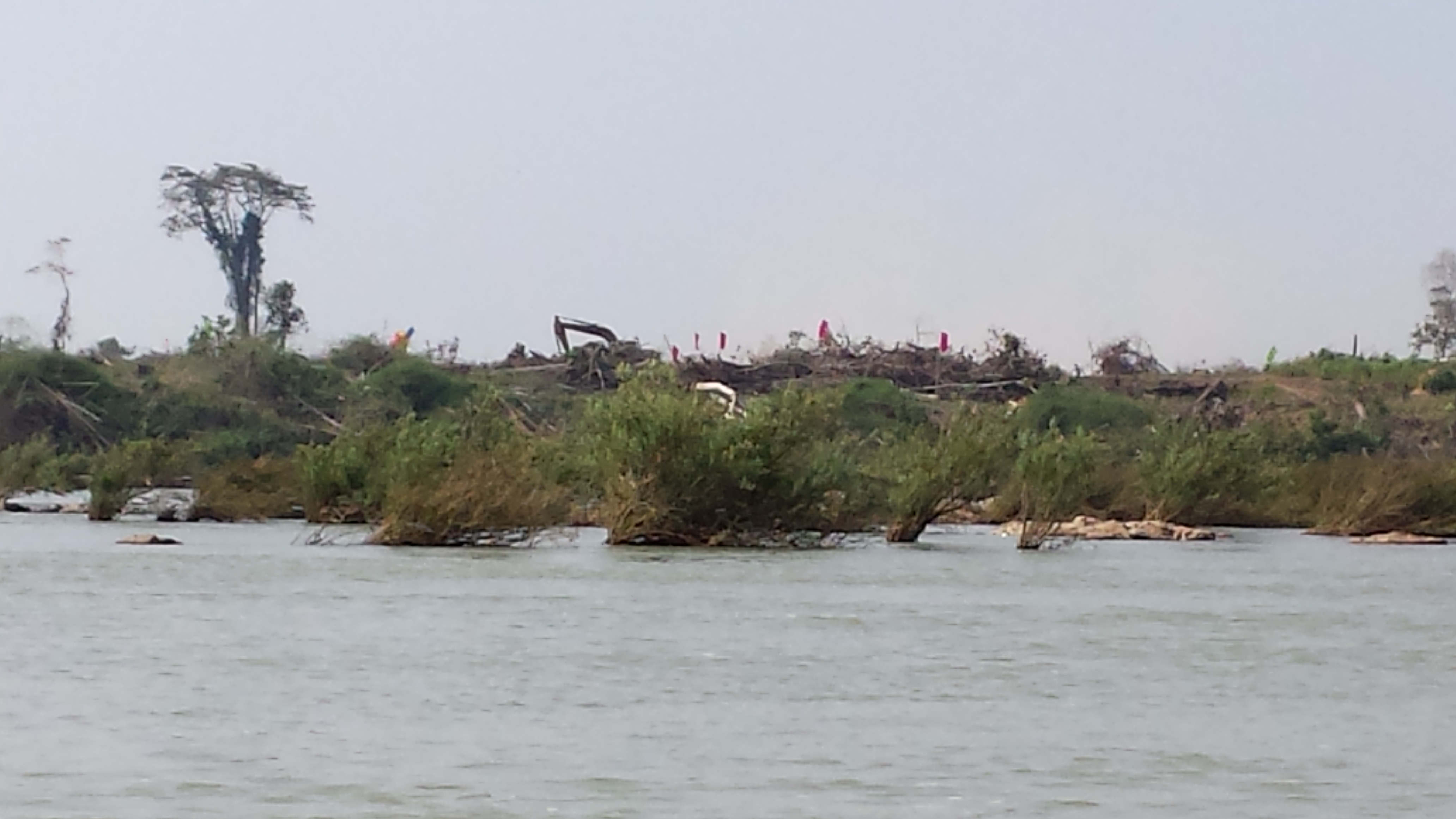 Construction site for the Lower Sesan2, a 420 MW hydropower dam planned for the Sesan River in Cambodia. Image by Chris Berdik. Cambodia, 2014. Media file: 20140126_095720.jpg
