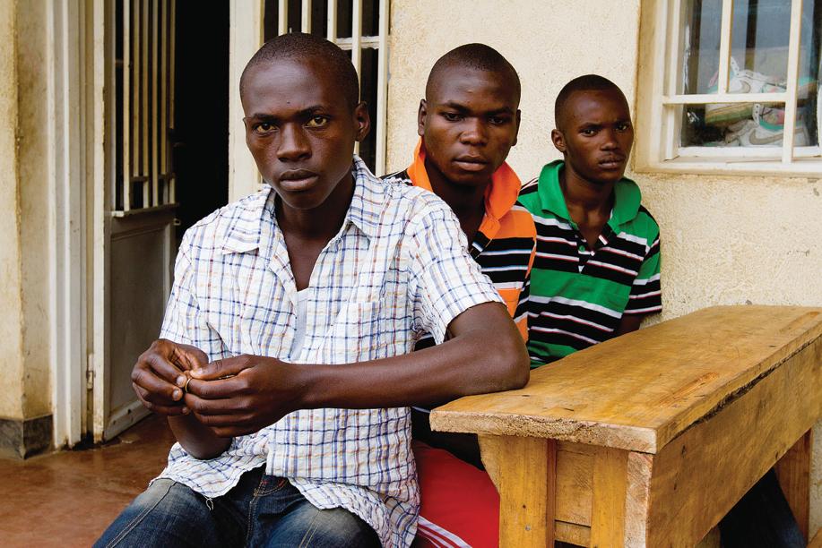 Innocent, 16 years old, and two others former child soldiers in the Muhoza Child Ex Combatants Rehabilitation Centre in Musanze, Rwanda. Image by Tomaso Clavarino. Rwanda, 2014. Media file: senza_titolo-1-u10202616448077ngg-u10202617406592lzc-536x360lastampa-nazionale.jpg