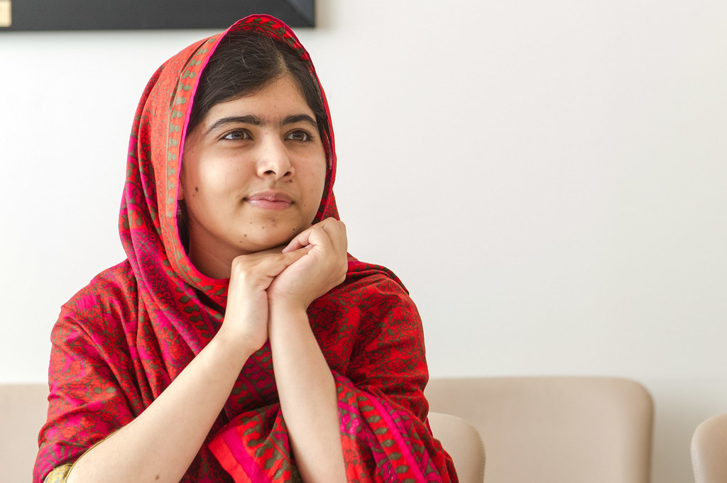 Malala Yousafzai prior to her meeting with former Deputy Secretary-General Jan Eliasson ahead of an event to mark 500 Days of Action for the Millennium Development Goals (MDGs). Image by Mark Garten / United Nations Photo. United States, 2014. Malala Yousafzai prior to her meeting with former Deputy Secretary-General Jan Eliasson ahead of an event to mark 500 Days of Action for the Millennium Development Goals (MDGs). Image by Mark Garten / United Nations Photo. United States, 2014.