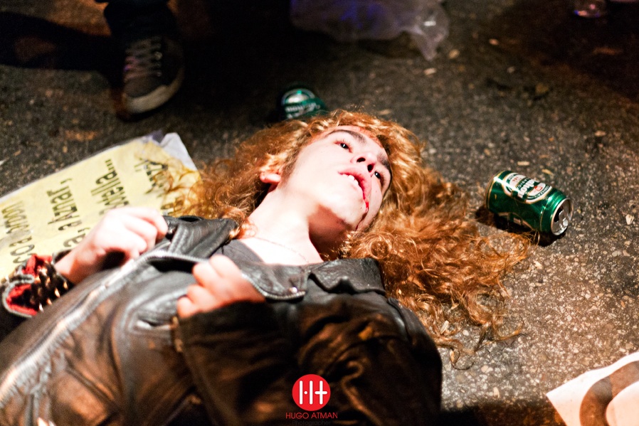 Yago Parra, seconds after a police charge at the 29S "Surround the Congress" protest. Photo by Hugo Atman. Spain, 2012. Media file: sharp_alypic1.jpg