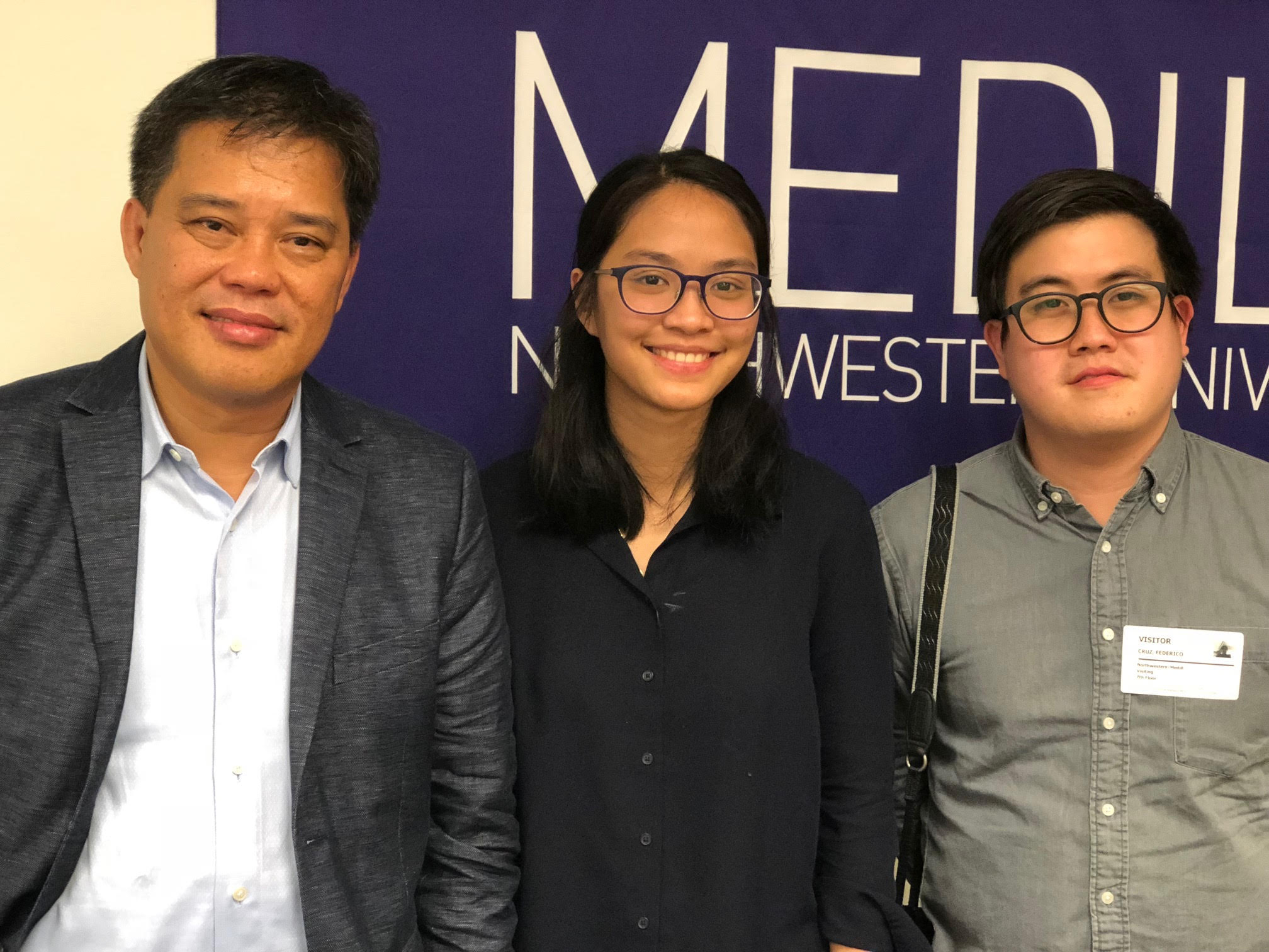 Human Rights Watch Philippines Researcher Carlos Conde, Medill student fellow Pat Nabong, and photojournalist Frederico Cruz. Image by Kem Knapp Sawyer. United States, 2018. Human Rights Watch Philippines Researcher Carlos Conde, Medill student fellow Pat Nabong, and photojournalist Frederico Cruz. Image by Kem Knapp Sawyer. United States, 2018.