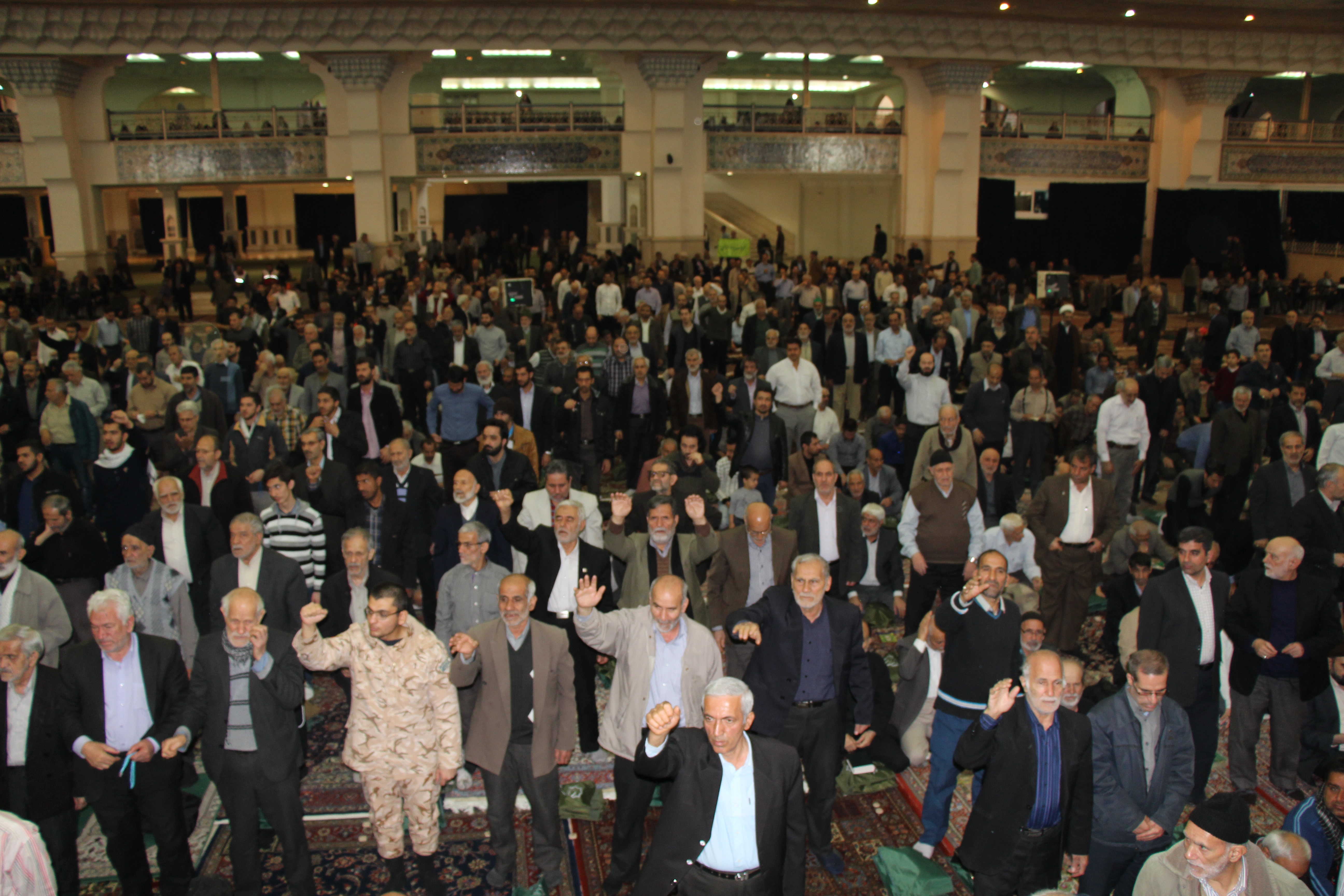 Crowd chants "Death to America" at Friday prayers on election day in Tehran. Hardliners are a minority in Iran and many of their leaders failed to win election. Image by Reese Erlich. Iran, 2016. Media file: fri_pray_chanting.jpg