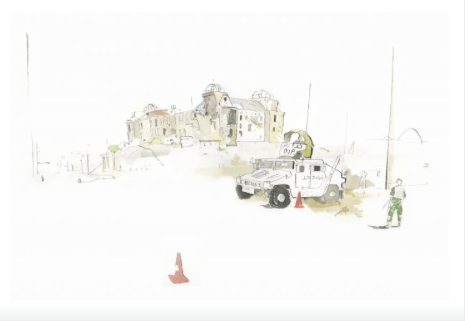 Drawing by George Butler. Afghanistan, 2014.