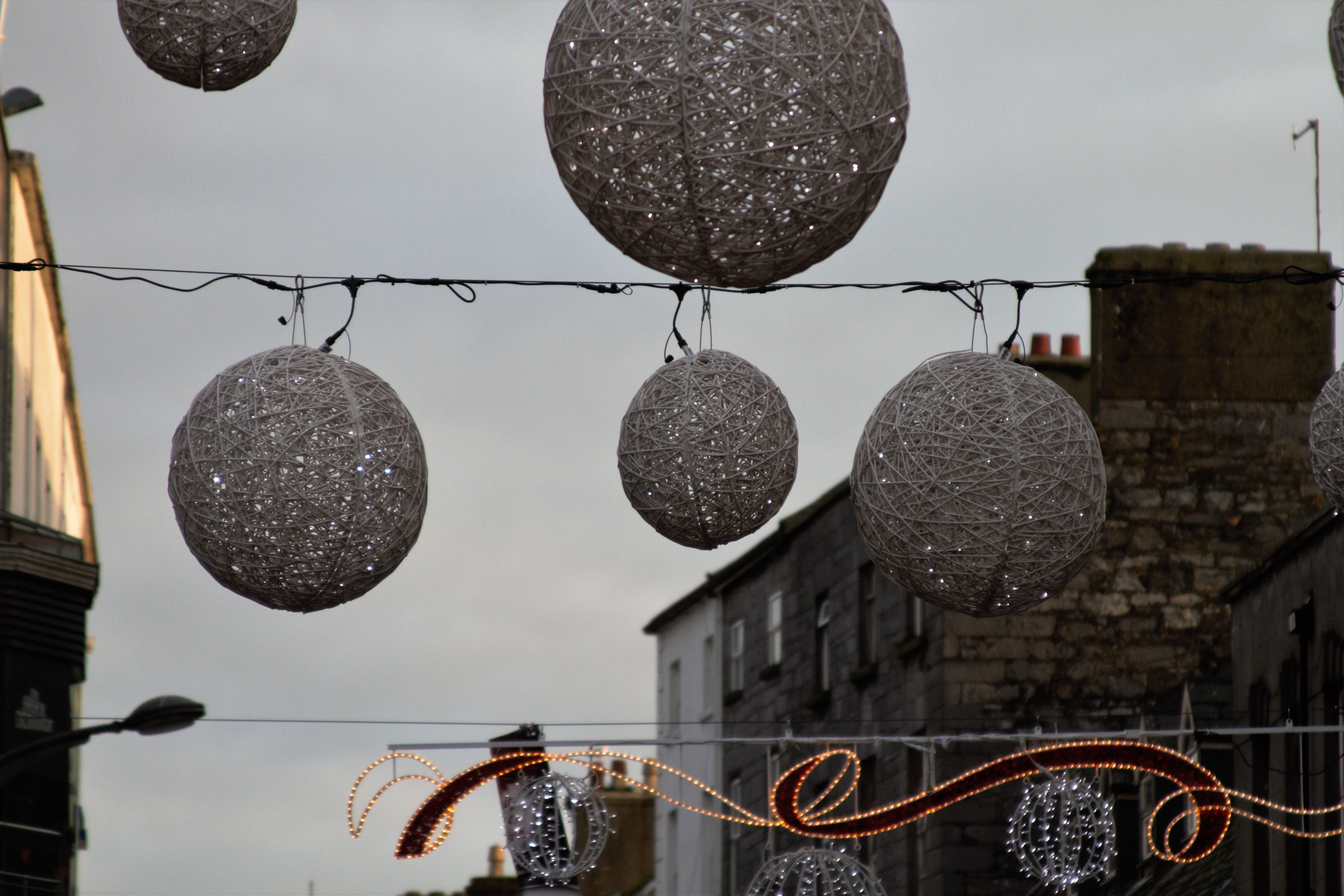 The streets of Galway are adorned in festive spirit each holiday season, but for some, the time of year is becoming more secular. Image by Michael Bodley. Ireland, 2016. Media file: irish_christmas_decorations.jpg
