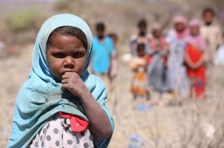 al-Dashin A displaced Yemeni girl in the al-Dashin camp of the Taiz governorate. Image by Ahmed al-Basha/IRIN. Yemen, 2016.