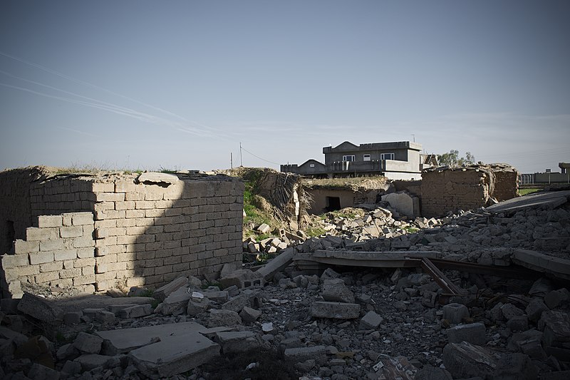 Destruction by the Islamic State in the village Wardik. Image by Levi Clancy/Wikimedia Commons. Iraq, 2018. Destruction by the Islamic State in the village Wardik. Image by Levi Clancy/Wikimedia Commons. Iraq, 2018.
