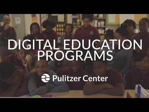 Pulitzer Center's digital resources include lesson plans, printable news articles, virtual journalist visits and workshops, student contests, and more. Graphic by Claire Seaton. United States, 2019. Media file: download.jpeg
