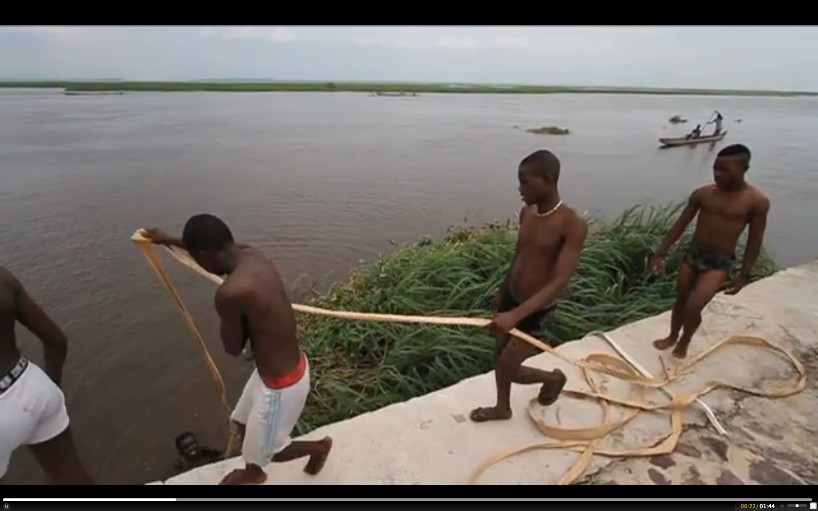 A video still from Jacob's report on the dichotomy of a construction initiative in a Kinshasa suburb. Congo, 2013. Media file: Kushner- A Tale of Two Cities.jpg
