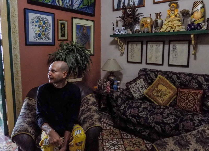Some of the artwork in Eduardo Martinez's Havana apartment were made by a friend from the sanitarium. The friend has since passed away. Image Rebecca Sananes. Cuba, 2016. Media file: cubahiv_1_custom-c7e09aec63f8b7162697d7d8fe5288b055727919-s800-c85.jpg