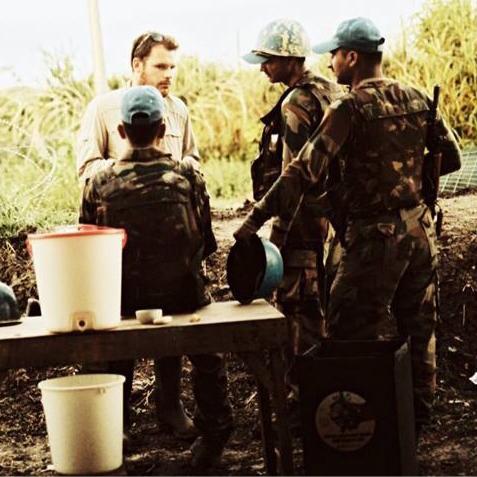 Ty McCormick reporting in South Sudan in August 2014. Image by James Sprankle. South Sudan, 2014. Media file: tymalakal.jpg