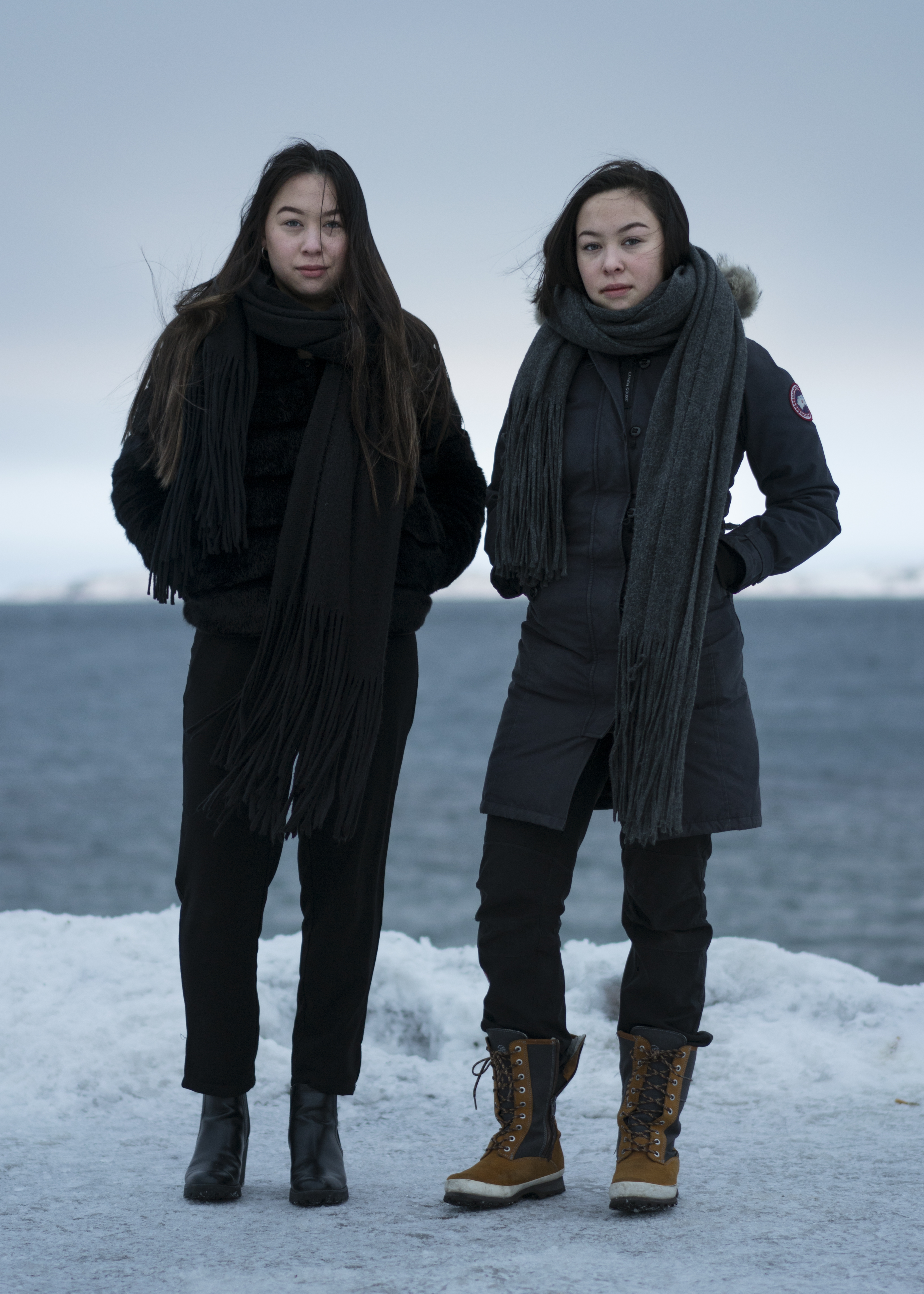 Twins Sara and Stina Olsvig, 16, twins from Greenland, are both planning to go to school in Denmark for a year, what is known in Denmark as "Efterskole." their current classes, about half the students will go abroad after the summer break. The Greenlandic student association says that of students who go abroad, only about half return to Greenland afterwards to live. Sara says she wants to become and architect, while Stina wants to be an airline crew member. Image by Jonas Bendiksen. Greenland, 2018. Twins Sara and Stina Olsvig, 16, twins from Greenland, are both planning to go to school in Denmark for a year, what is known in Denmark as "Efterskole." their current classes, about half the students will go abroad after the summer break. The Greenlandic student association says that of students who go abroad, only about half return to Greenland afterwards to live. Sara says she wants to become and architect, while Stina wants to be an airline crew member. Image by Jonas Bendiksen. Greenland, 2018.