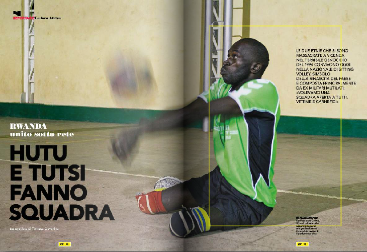 Rwandan volleyball player in Sportweek magazine. Image by Tomaso Clavarino, 2014. Media file: screen_shot_2014-04-01_at_4.53.39_pm.png