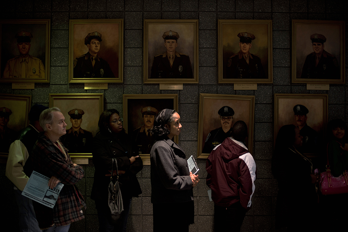 Voters line up at the Richmond Police Training Academy in Richmond to vote in the 3rd Congressional District during the 2012 presidential elections. Image by Andrea Bruce. United States, 2012.
