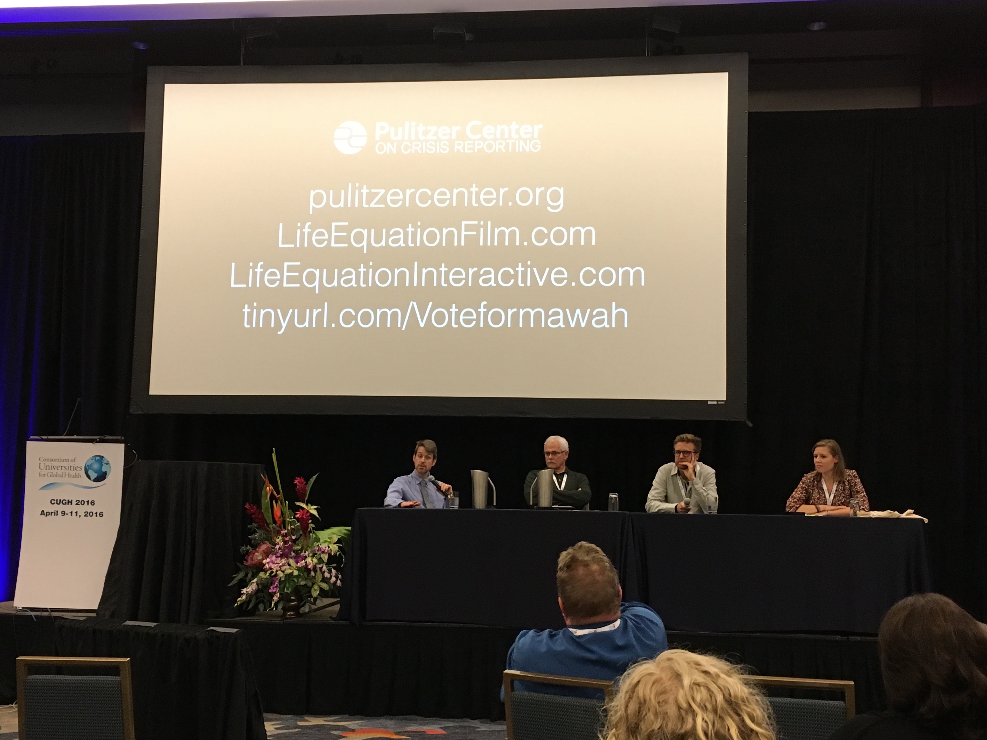Filmmakers engage with audience members at CUGH 2016's Pulitzer Center Shorts Film Festival. Media file: film_festival.jpg