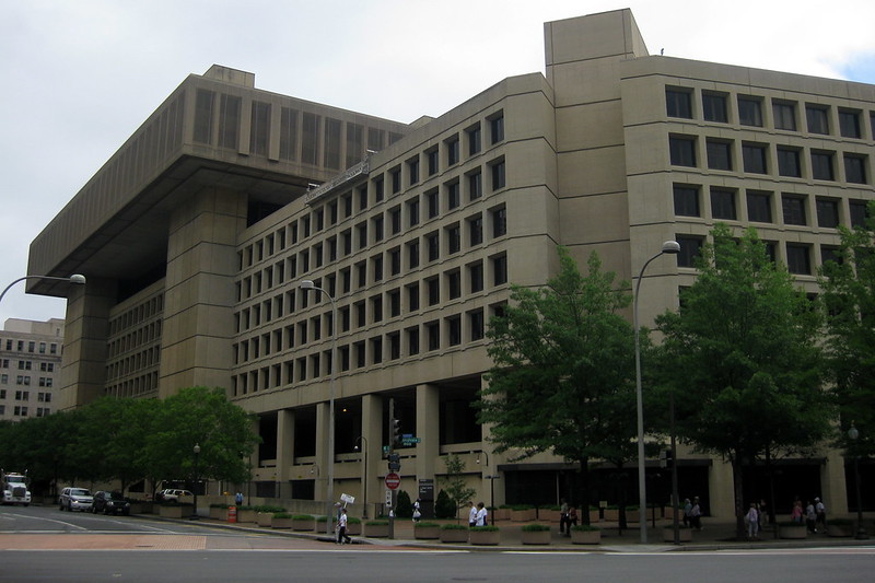 The J. Edgar Hoover Building, at 935 Pennsylvania Avenue, has served as the headquarters of the Federal Bureau of Investigators (FBI) since it first opened in 1974. Image by Wally Gobetz / Flickr. United States, 2009. The J. Edgar Hoover Building, at 935 Pennsylvania Avenue, has served as the headquarters of the Federal Bureau of Investigators (FBI) since it first opened in 1974. Image by Wally Gobetz / Flickr. United States, 2009.