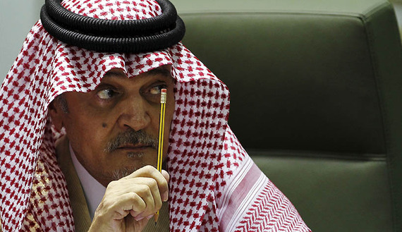 Saudi Foreign Minister Prince Saud Al-Faisal gestures during a joint news conference with his Egyptian counterpart in Riyadh, Jan. 5, 2013. Image courtesy of Reuters. Saudi Arabia, 2013. Media file: rtr3c4dr.jpg