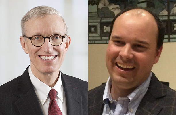 Left: Richard W. Moore; right: Joseph Pulitzer V. Media file: moore_pulitzer.jpg