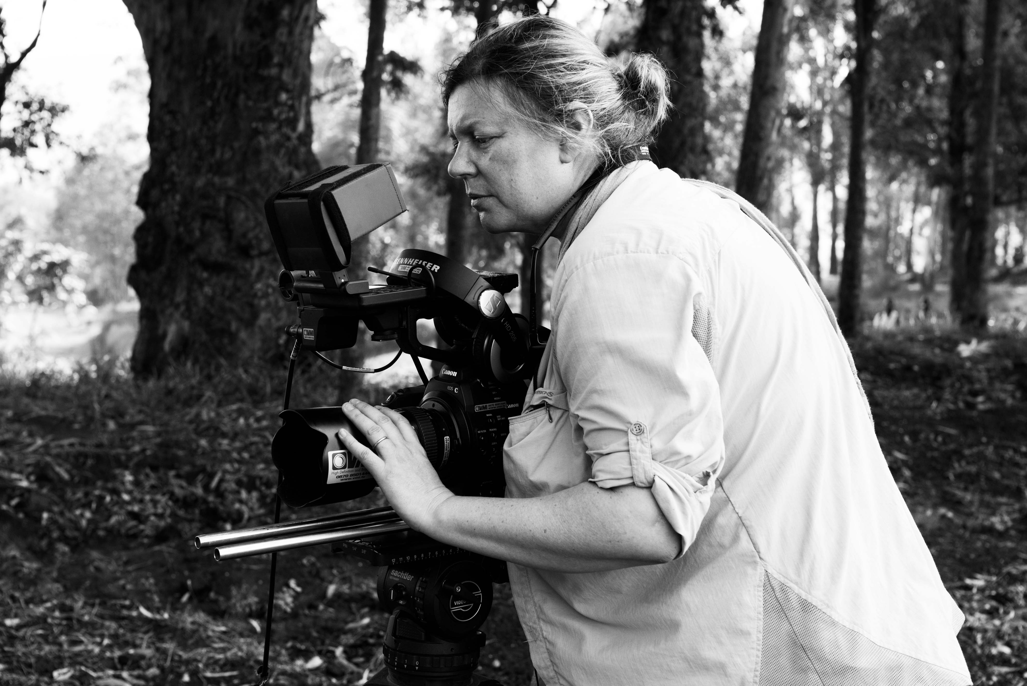 Fiona Lloyd-Davies filming in South Kivu, Eastern DRC, 2013.
