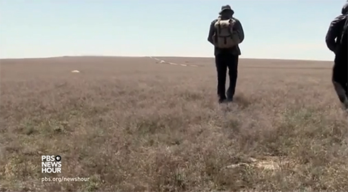 Paul Salopek recently updated PBS NewsHour on the status of the Out of Eden Walk. Image courtesy of PBS Newshour. Kazakhstan, 2016. Paul Salopek on the Out of Eden Walk