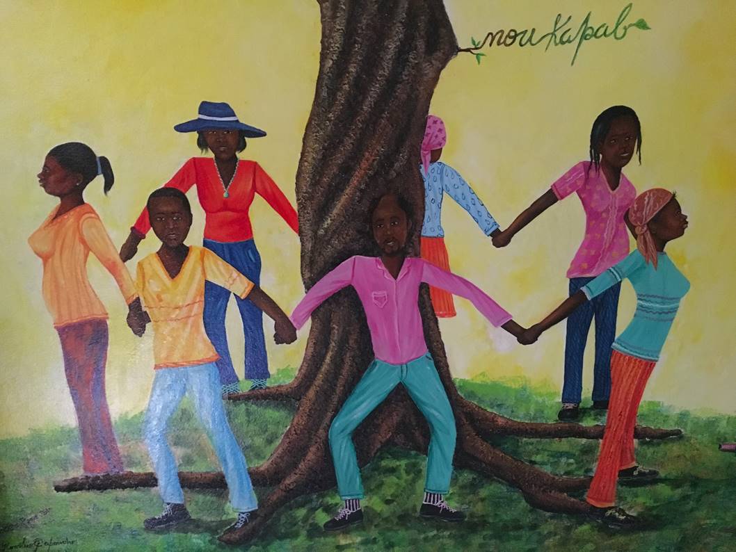 This tree was made by cancer patients and represents hope of regrowth through the community. Image by Anna Russell. Haiti, 2017. This tree was made by cancer patients and represents hope of regrowth through the community. Image by Anna Russell. Haiti, 2017.