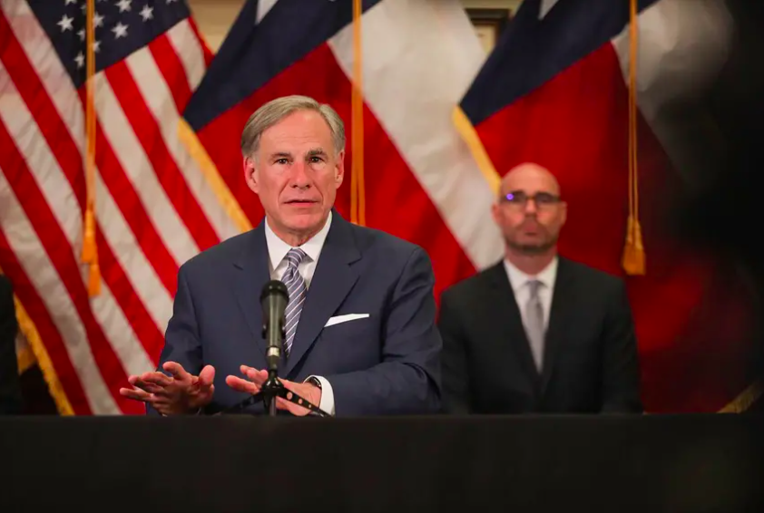 Governor Greg Abbott has announced the first phase of reopening the economy, allowing retail stores, movie theaters, malls and restaurants to reopen. Image by Miguel Gutierrez Jr. / The Texas Tribune. United States, undated. Governor Greg Abbott has announced the first phase of reopening the economy, allowing retail stores, movie theaters, malls and restaurants to reopen. Image by Miguel Gutierrez Jr. / The Texas Tribune. United States, undated.