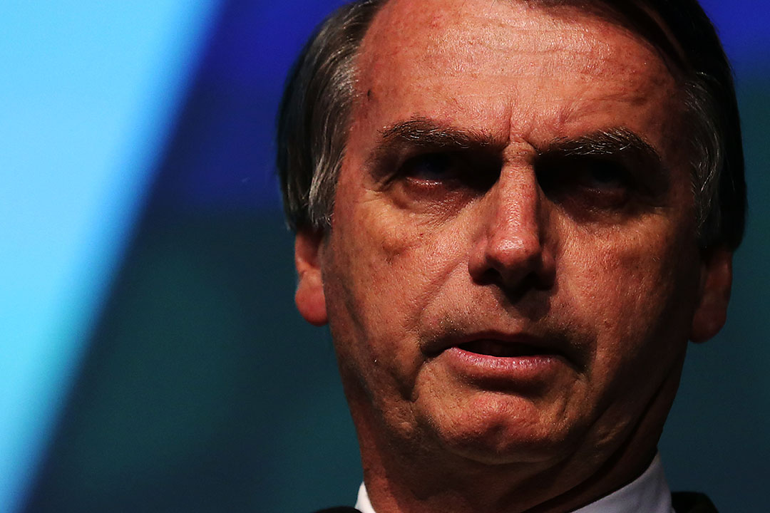 Then President-elect of Brazil Jair Bolsobaro during the 2018 Unica Forum. Image by Marcelo Chello / Shutterstock.com. Brazil, 2018. Then President-elect of Brazil Jair Bolsobaro during the 2018 Unica Forum. Image by Marcelo Chello / Shutterstock.com. Brazil, 2018.