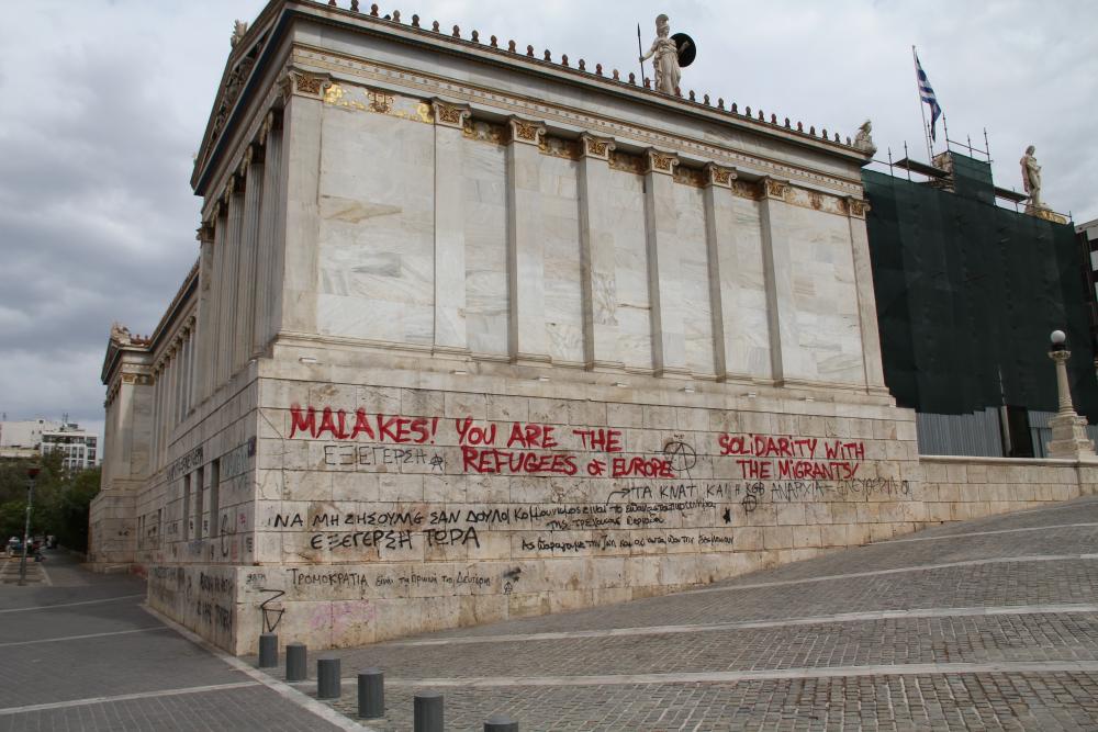 The anti-immigrant rhetoric from the far right does not go unchallenged. Tensions with leftist, anti-fascist groups have spilled over into violent conflict. Image by William Wheeler. Greece, 2012. Media file: img_6956.jpg