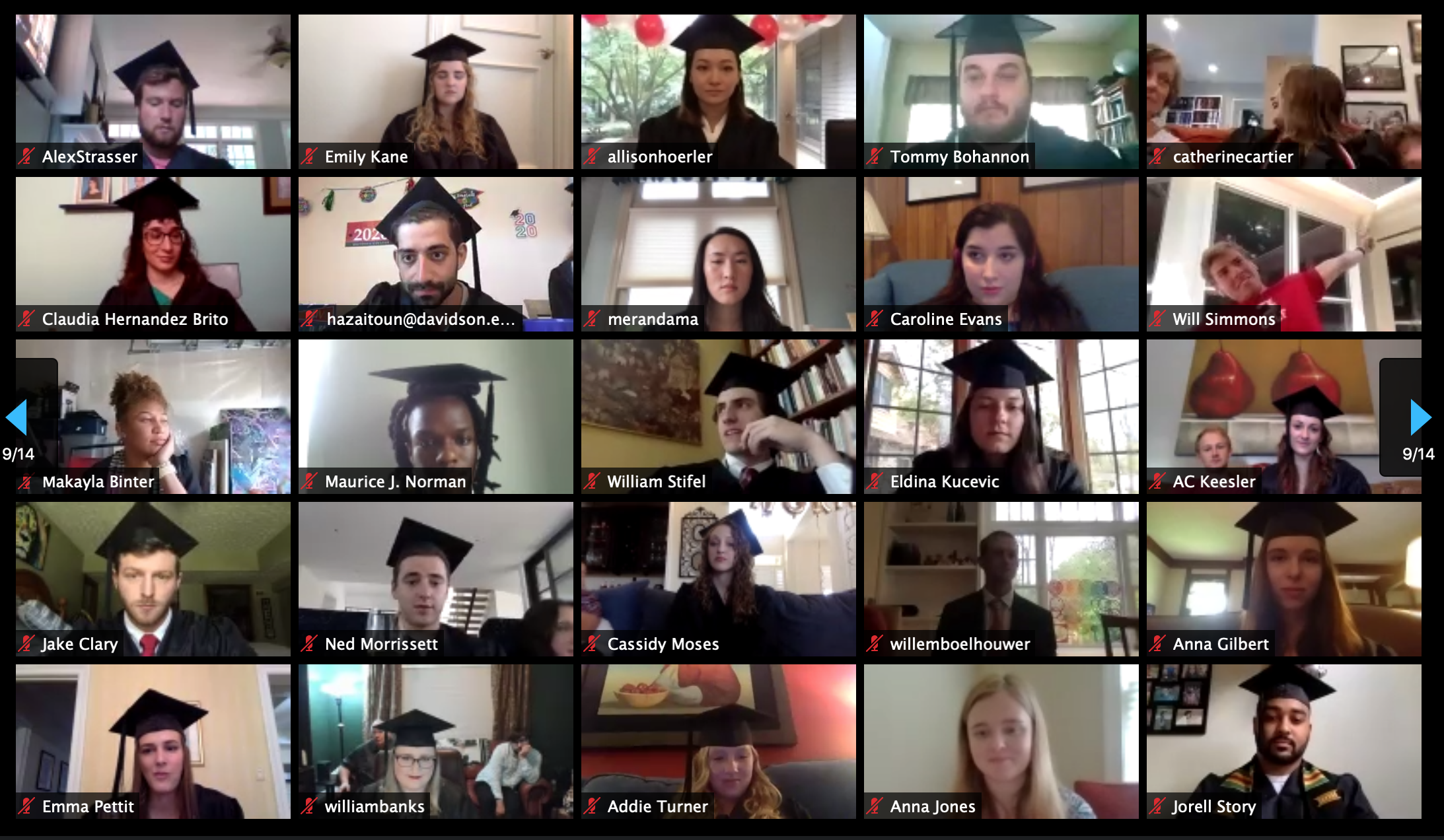 Seniors tune in to Davidson College's remote graduation celebration via Zoom. Image courtesy of Jessica Olson. United States, 2020. Seniors tune in to Davidson College's remote graduation celebration via Zoom. Image courtesy of Jessica Olson. United States, 2020.