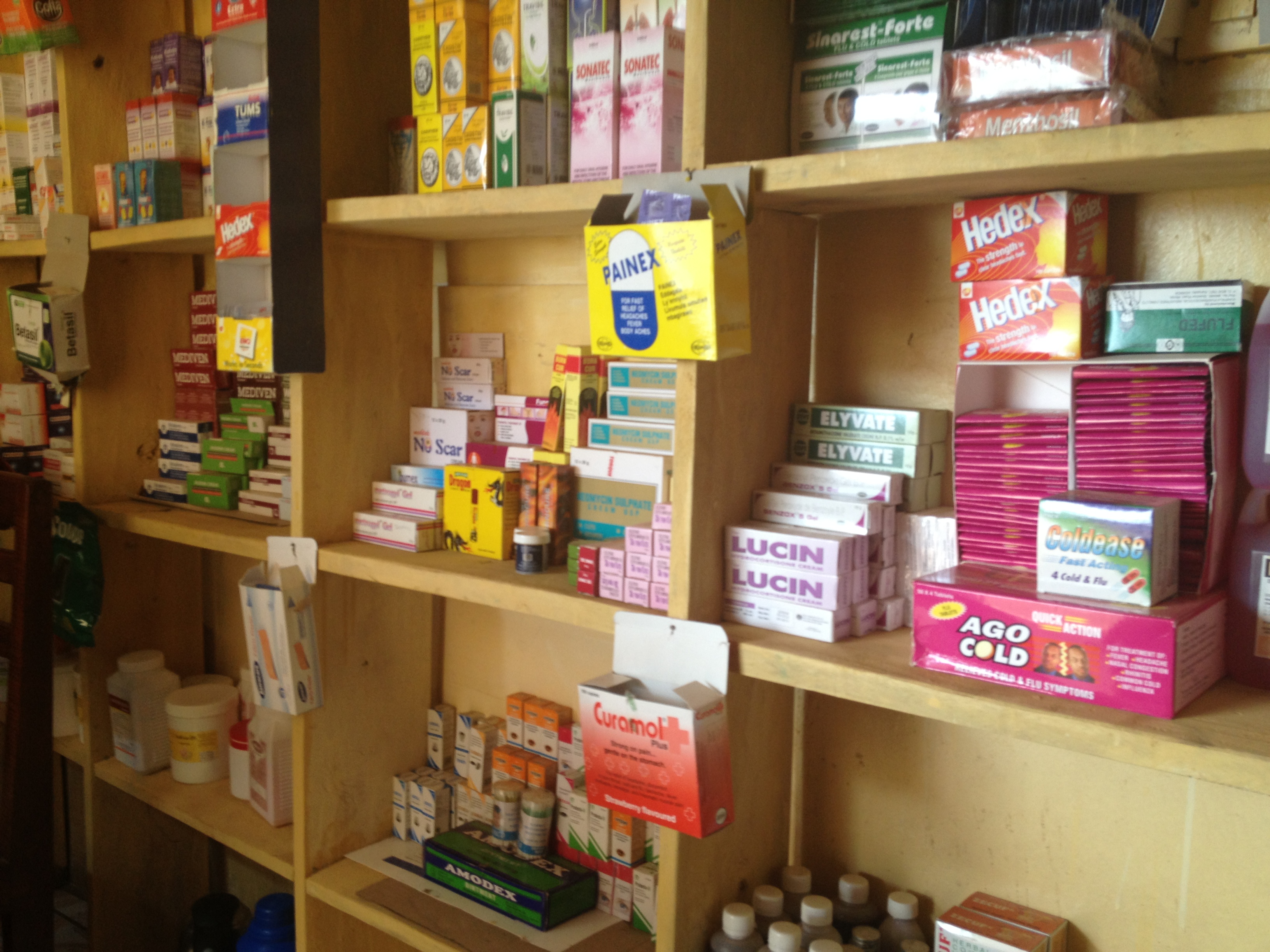 The packaging and labels of the bad malaria drugs look almost identical to the real drugs, making it almost impossible to tell the difference until after the patient has taken the drugs. Image by Kathleen E. McLaughlin. Africa, 2013. Media file: chinapharm.jpg