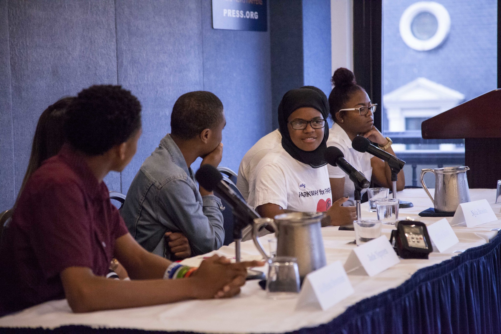Nyla Brooks speaks on the "Youth Activists and the Media: Reporting on Gun Violence" panel. Image by Jin Ding. Washington, DC, 2018. Nyla Brooks speaks on the "Youth Activists and the Media: Reporting on Gun Violence" panel. Image by Jin Ding. Washington, DC, 2018.