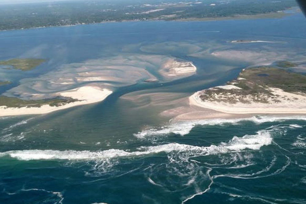 Aerial photo of the breach near Old Inlet, located within Fire Island National Seashore's wilderness area. June, 2016. Image by Charles Flagg, NPS Photo. Aerial photo of the breach near Old Inlet, located within Fire Island National Seashore's wilderness area. June, 2016. Image by Charles Flagg, NPS Photo.
