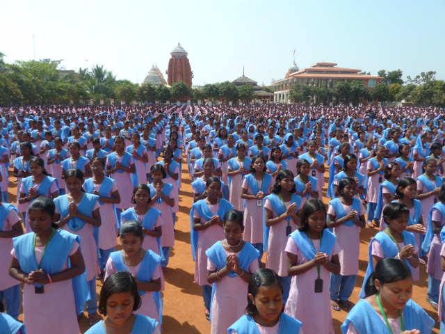 Morning Assembly at KISS School for Adivasi children. Image by Fred de Sam Lazaro. India, 2013. Media file: morning_assembly.jpg