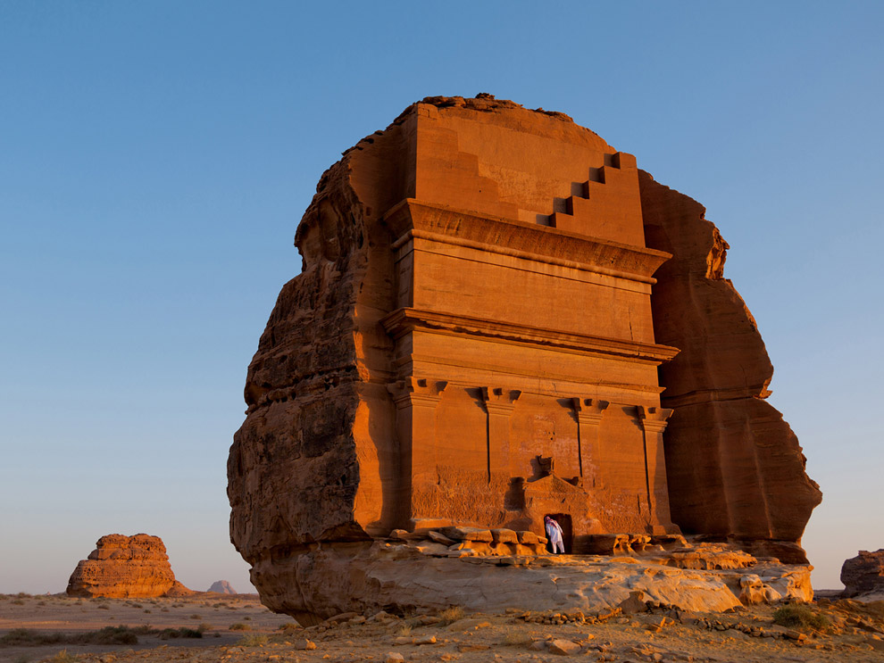 Nabateans, a pre-Islamic people, carved these palatial tombs seen at Madain Salih. Image by John Stanmeyer for National Geographic. Saudi Arabia, 2014.
