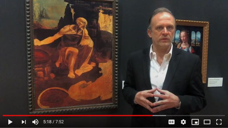Chief Curator Bill Conger guides viewers through the works of Leonardo DaVinci in one of hundreds of videos that make up the Virtual Peoria Riverfront Museum. Image by Peoria Riverfront Museum. United States, 2020. Chief Curator Bill Conger guides viewers through the works of Leonardo DaVinci in one of hundreds of videos that make up the Virtual Peoria Riverfront Museum. Image by Peoria Riverfront Museum. United States, 2020.