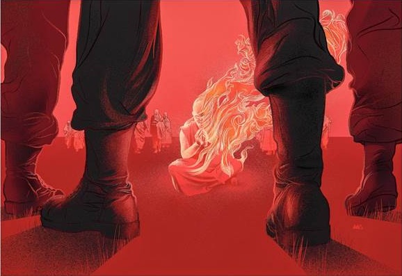 Illustration by Martin Ansin. The New Yorker, 2013. Media file: aflame.jpg