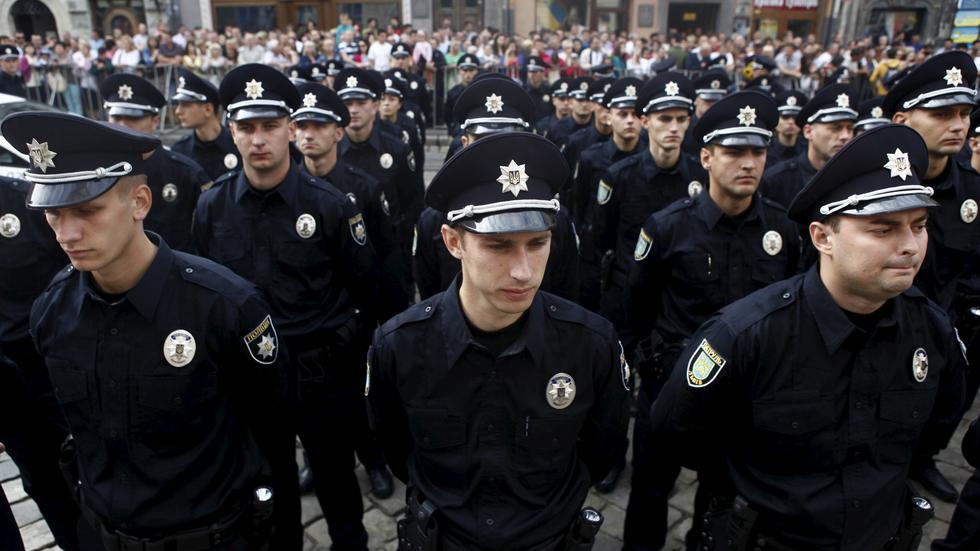 Still from the July 6, 2016 PBS NewsHour broadcast. Ukraine, 2016. Ukraine police