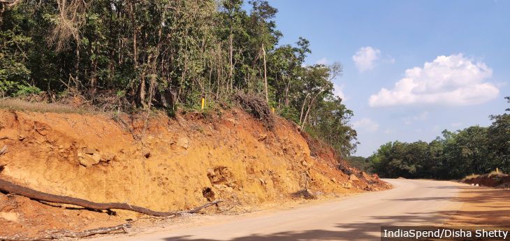 The road-widening work on NH-4A in Karnataka has caused damage to the land pattern on parts of the stretch. Unchecked development may exacerbate the threat of landslides that are common in the Western Ghats in the monsoon season. Image by Disha Shetty. India, undated. The road-widening work on NH-4A in Karnataka has caused damage to the land pattern on parts of the stretch. Unchecked development may exacerbate the threat of landslides that are common in the Western Ghats in the monsoon season. Image by Disha Shetty. India, undated.